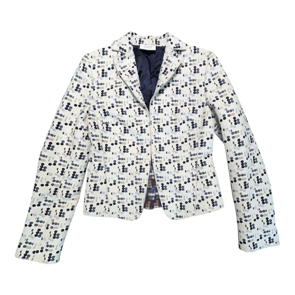 Akris Punto Womens 4 Polkadot Work Jacket Blazer Offwhite Cotton Blend